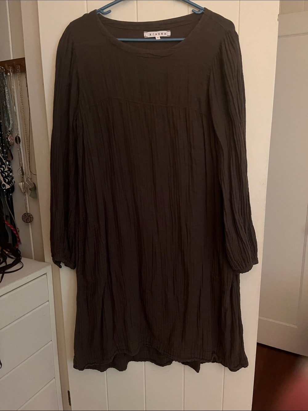 Xirena olive brown green tiered cotton dress